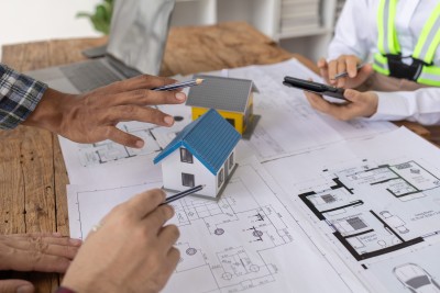 Bauplan und Hausmodelle