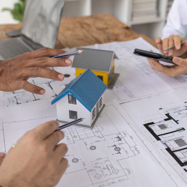Bauplan und Hausmodelle
